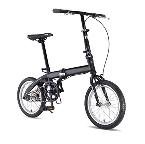Folding Bike : SHIN Single-speed Folding Bikes For Adults Unisex Women Teens, bicycle Mens City Folding Pedals, lightweight, aluminum Alloy, comfort Saddle With Adjustable Handlebar & Seat / Black