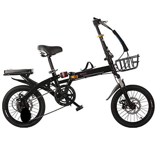 Folding Bike : SLDMJFSZ 20 inch Folding Bike Foldable Bicycle with Disc Brakes Aluminium Wheels Easy Folding City Bicycle for Women, Men Double Shock Absorber, Black