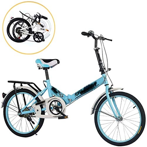 Folding Bike : STRTG Folding Bikes, Adults Foldable Bicycle+​​City Folding Mini Compact Bike Bicycle Urban Commuter Adult Cruiser Bike with Rear Rack, for Adults, Women, Men, 20in