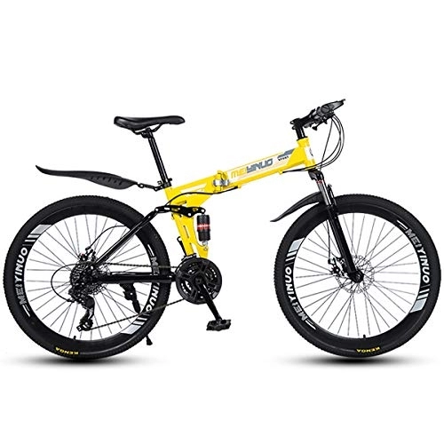Folding Bike : STRTG Men and Women Folding Bike, Folding Outroad Bicycles, Adult Mountain Bikes, Folded Within 15 Seconds, 21 * 24 * 27-Speed, 26-inch Wheels Outdoor Bicycle