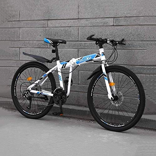 Folding Bike : Sturdy Folding Road Beach Bike Male and Female Students 24 Inch Variable Speed Double Shock Absorber Adult Double Disc City Track Mountain Bike