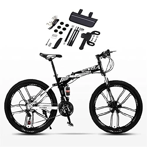 Folding Bike : Suitable For Adult Teenagers 24 Inch 10 Knife Wheels Mountain Foldable Bicycle, Mechanical Disc Brake With Full Suspension Color: A-C (Color : C)
