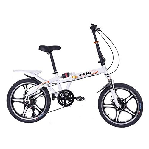 Folding Bike : sunnymi 20 Inch 7-Speed Shift / Single Speed Alloy Frame Folding Bicycle Adult Travel Folding Bicycle, Perfect for Small Locations (White)