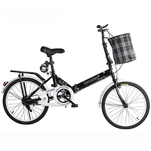 Folding Bike : SXRKRZLB Folding Bikes Lightweight Commuter City Bike Mountain Bike Folding Bikes, Off-Road Variable Speed Bikes Folding Bike Male Female Adult Lady City Commuter Outdoor Sport Bike with Basket, Black