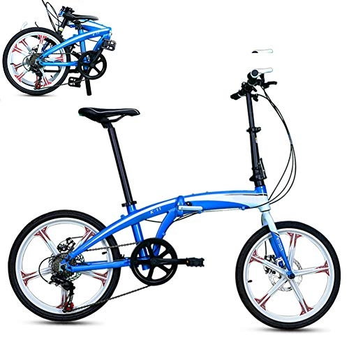 Folding Bike : SYCHONG 20 Inch Folding Bicycle Adult Aluminum Alloy Ultra Light Portable Children's Women's Folding Bicycle, Blue