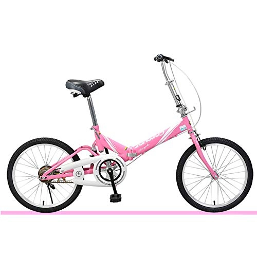 Folding Bike : SYCHONG Foldable Bicycle for Adult, Female Ultra Light Portable 20 Inch Mini Student Small Bicycle, Pink