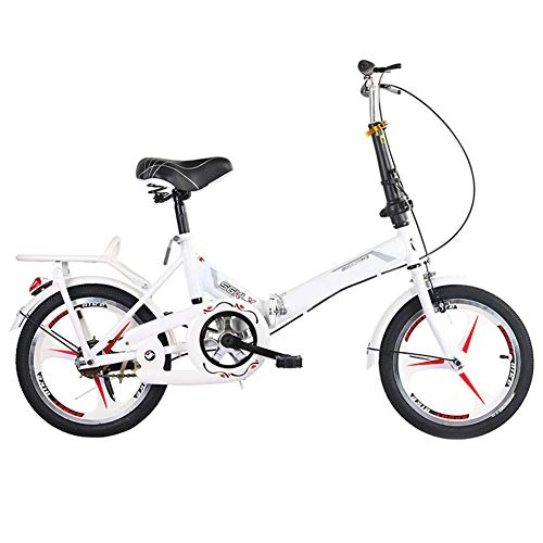 Folding Bike : SYCHONG Folding Bicycle, 16 Inch Male And Female for Adults Ultralight Children Portable Small Road Bike, Double Brake, B