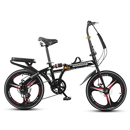 Folding Bike : SYCHONG Folding Bike 20Inch, Folding City Bike, Variable Speed, Shock Absorber Disc Brake, Fully Assembled, Available for Adults Children, Black
