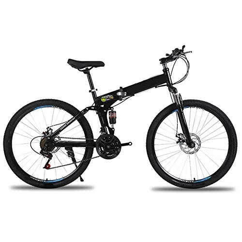 Folding Bike : SYCHONG Folding Mountain Bike 30Speed 24Inches / 26 Inches Dual Suspension Folding Bike MTB Bicycle, Black