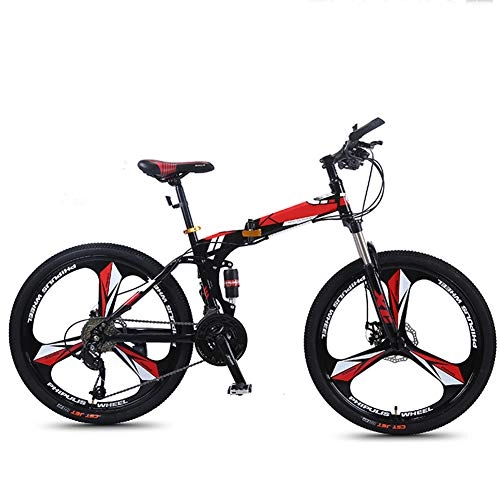 Folding Bike : SYCHONG Folding Mountain Bike Variable Speed 24 / 26 Inchesthree-Knife Wheel Folding Bike MTB Bicycle, Red, 24inches