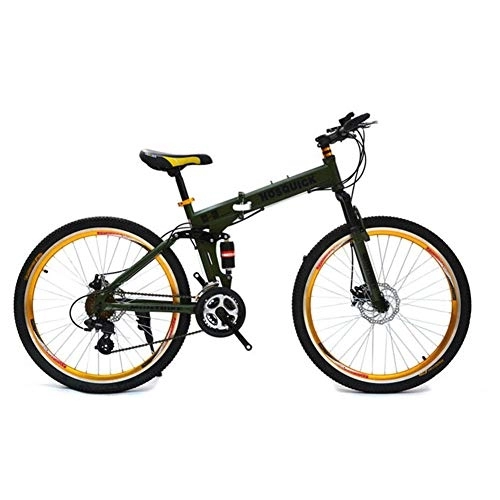 Folding Bike : SYCHONG Mountain Bike Spoke Wheels Dual Suspension Folding Bike 30 Speed MTB Bicycle, C, 26inches