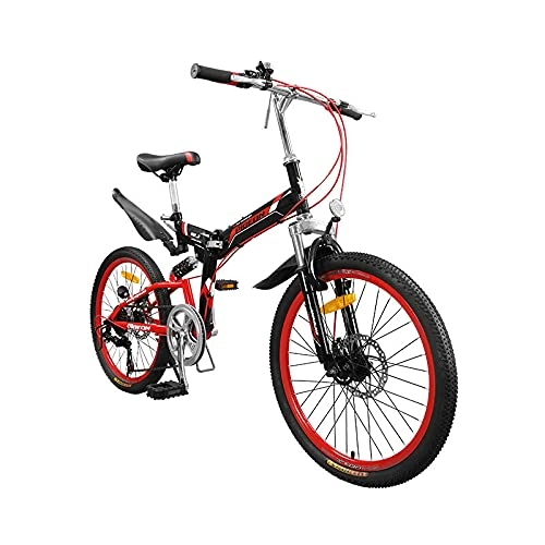 Folding Bike : TANGIST 7 Speed ​​change Bike And 22-inch Large Tires. Folding Bicycle, Suitable For Urban Travel, Red