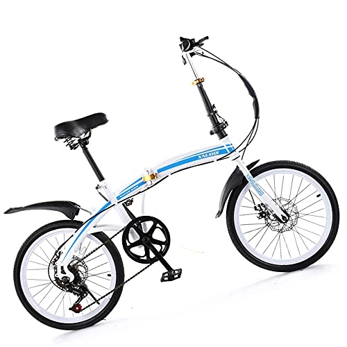 Folding Bike : TANGIST Blue Cycling Sensitive Mountain Bikes Fast Folding, Six Level Shifting, For 20 Inch, Thickened High Carbon Steel Material, Ergonomic For Adults Men Women