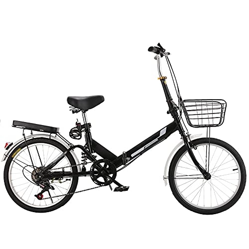 Folding Bike : TANGIST Folding Bike Mountain Bike Bicycle BlackThe Highway, With Back Seat And Basket, ​Shock ​Absorbing Lightweight And Stylish, Variable Speed Running On