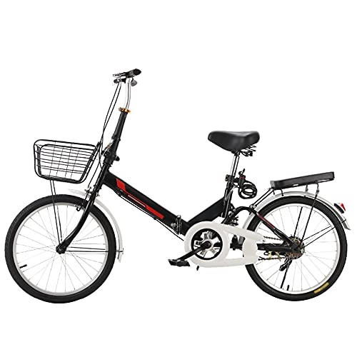 Folding Bike : TANGIST Mountain Bike Folding Black Bike Shock Absorbing, With Back Seat And Basket, Variable Speed Bicycle, Lightweight And Stylish