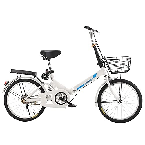Folding Bike : TANGIST Mountain Bike White Bicycle, Lightweight And Stylish, Folding Bike ​Shock ​Absorbing, Variable Speed Running On The Highway, With Back Seat
