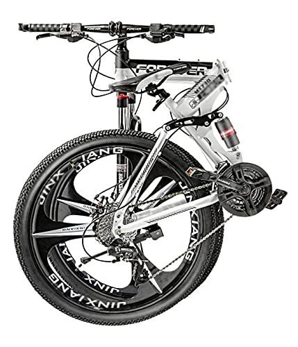 Folding Bike : Tbagem-Yjr 24-inch Folding Mountain Bike, 3 Knife Wheels With Absorbers And Dual Disc Brakes 21 / 24 / 27 / 30 Speed Grey (Speed : 21speed)