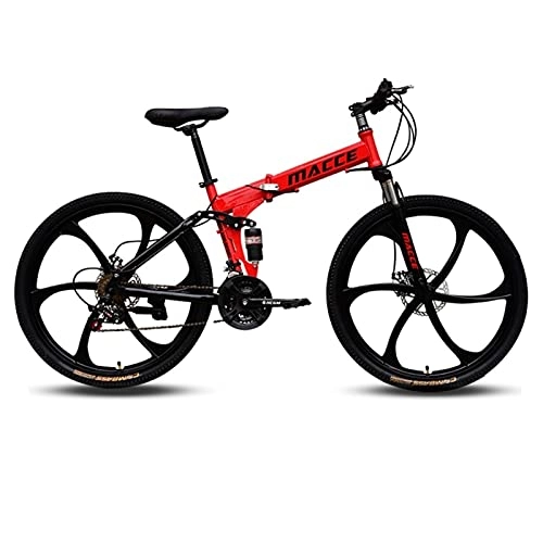 Folding Bike : Tbagem-Yjr 24 Speed Male And Female Students Folding Mountain Bike Bicycle 26 Inch Shift Absorber Adult Foldable Bike Disc Brakes 6 Knife Wheels Color: A-C (Color : A, Speede : 24speed)