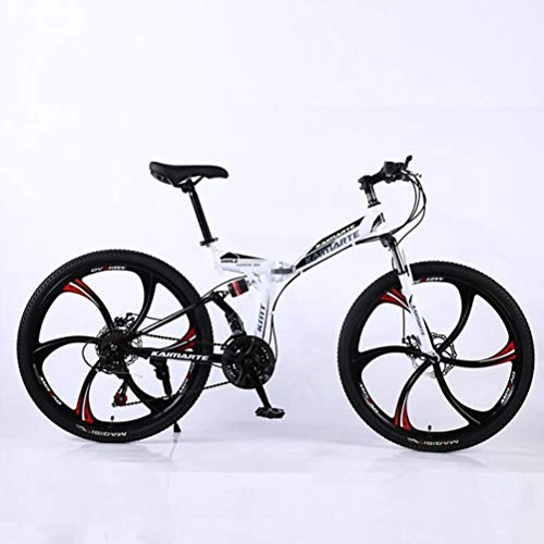 Folding Bike : Tbagem-Yjr 26 Inch 24 Speed High-carbon Steel Folding Mountain Bike Bicycle - Mens MTB Sports Leisure (Color : White)