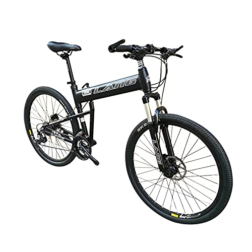 Folding Bike : Tbagem-Yjr 27 / 30 Variable Speed Folding Bicycles Spokes Wheel 27.5 Inch Mountain Bike Full Suspension Black (Size : 30speed)