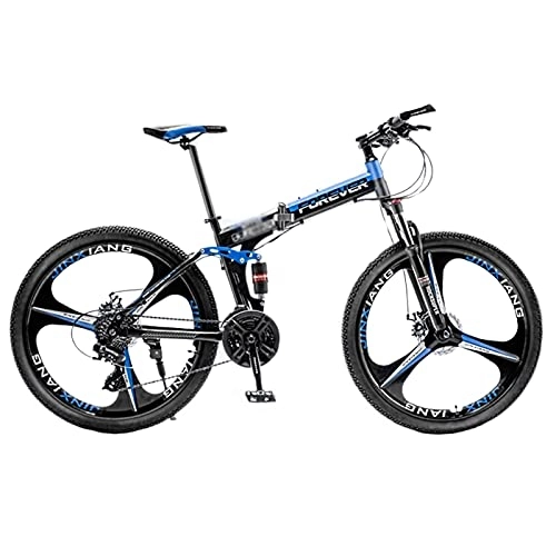 Folding Bike : Tbagem-Yjr Adjustable Bicycle 24 Inch Folding Mountain Bike, 3 Knife Wheels Adult Student Small Portable 21 / 24 / 27 / 30 Speed Outdoor Bicycle Color:A-B (Color : B, Speed : 24speed)