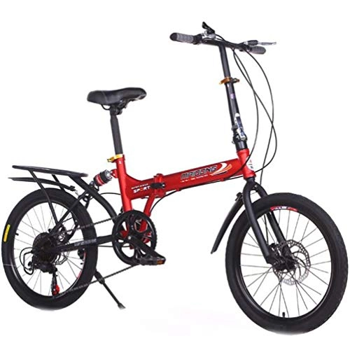 Folding Bike : Tbagem-Yjr Children's Mountain Bike Folding Bicycle, 20 Inches Wheel Variable Speed Bike (Color : Red)