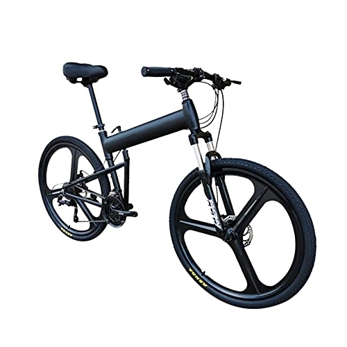 Folding Bike : Tbagem-Yjr Folding Mountain Bike 27.5-inch 27 / 30-speed Hard-tail Bike For Adults MTB Bicycle With 3 Cutter Wheel Black (Size : 30speed)