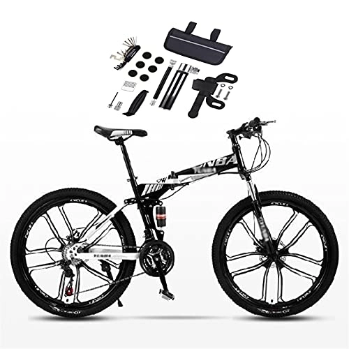 Folding Bike : Tbagem-Yjr Full Suspension 24 Inch 10 Knife Wheels Mountain Foldable Bicycle, Suitable For Adult Teenagers Mechanical Disc Brake Color: A-C (Color : C)