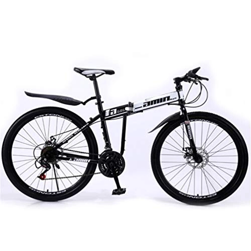 Folding Bike : Tbagem-Yjr Mountain Bicycle, 26 Inch Dual Suspension Folding Bike Sports Leisure Off Road Bicycle (Color : Black, Size : 21 speed)