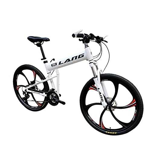Folding Bike : Tbagem-Yjr Mountain Bike 27.5 Inch 6 Spoke Wheels 27 / 30 Speed Comfortable Mobile Portable Compact Lightweight Dual Disc Brake Folding Bike White (Size : 27speed)
