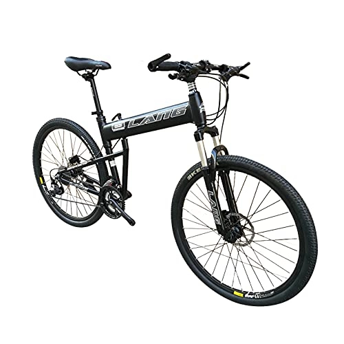 Folding Bike : Tbagem-Yjr Mountain Bike, 27.5 Inch Folding Bicycles Magnesium Alloy Spokes Integrated Wheel Full Suspension 27 / 30 Speed Gear Black (Size : 30speed)