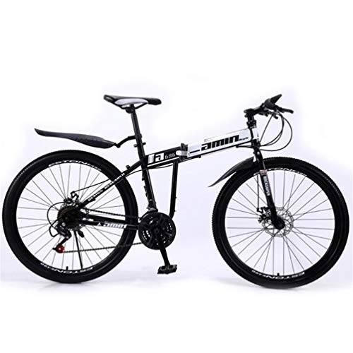 Folding Bike : Tbagem-Yjr Off-road folding mountain bike, 26 inch wheel Portable city road bicycle mens boys (Color : Black, Size : 30 speed)