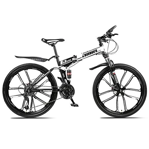 Folding Bike : Tbagem-Yjr Outdoor Mens Sports Leisure Folding Mountain Bike, 26 Inch Freestyle City Road Bicycle (Color : Black, Size : 24 speed)