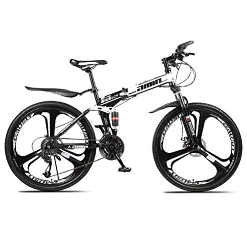 Folding Bike : Tbagem-Yjr Portable Folding Mountain Bike, Sports Leisure City Road Bicycle Freestyle Bike 26 Inch (Color : Black, Size : 30 speed)