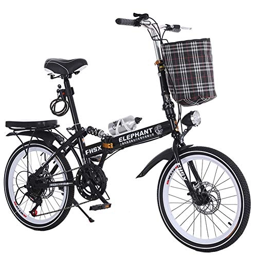 Folding Bike : TBAN 20-Inch, Folding Shift Bike, Urban Commuter Bike, High Carbon Steel Frame, 6-Level Sensitive Shifting, Front And Rear Dual Disc Brakes, D
