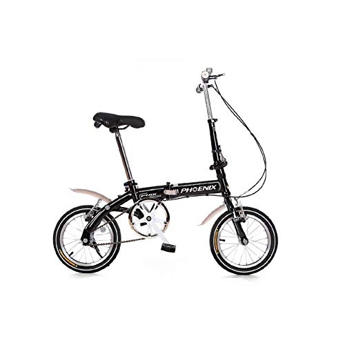 Folding Bike : Td Black Fashion Bicycle 14 Inches Portable Folding Bicycle Lady Style Male Student Children's Car Disc Brake Mini Bike 11 Kg Ultra Light Gift Package