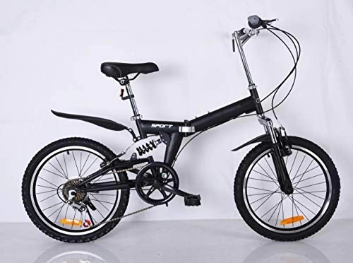 Folding Bike : TechStyle Foldable Bike, 20 Inch Comfortable Mobile Portable Compact Lightweight 6 Speed Finish Great Suspension Folding Bike for Men Women - Students and Urban Commuters (Black)