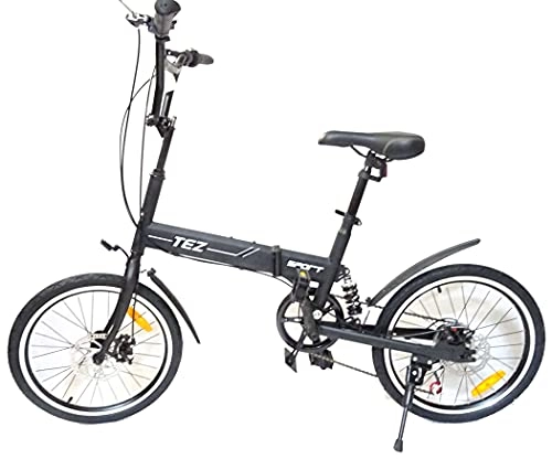 Folding Bike : TEZ Folding Bike City Bicycle 14kg Light Weight Suspension Disc Brake (GREEN)