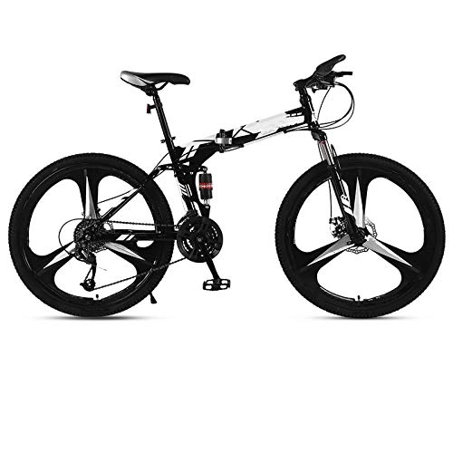 Folding Bike : THENAGD Folding Mountain Bike, Bicycle Adult Cross Country Variable Speed Racing Double Damping Disc Brake Bicycle for Male and Female Students. 24英寸 三刀轮白花色