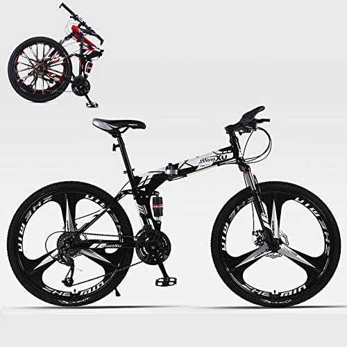Folding Bike : TopBlng Full Shock-absorbing 21 Speed Double Disc Brake Road Bike, 26 Inch Folding MTB Bikes, Men Portable Mountain Bike Lightweight Bicycle-H 21 Speed