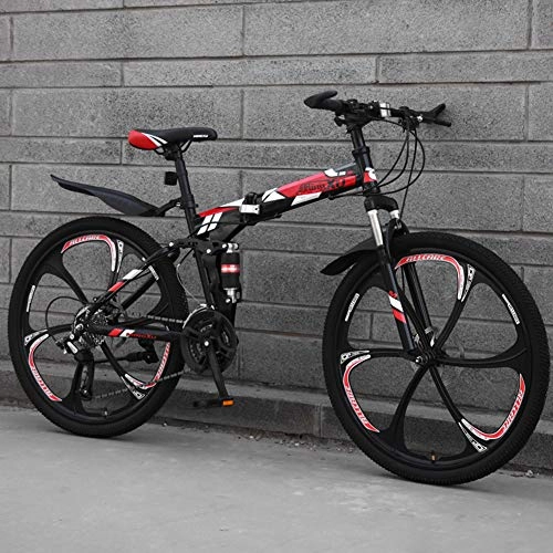 Folding Bike : TopBlng MTB Bikes For Outdoor Sports, Wheel Double Disc Brake Full Shock-absorbing Adult Bikes, Men 21 Speed Mountain Bike, 24 Inch Folding Bike-N 21 Speed