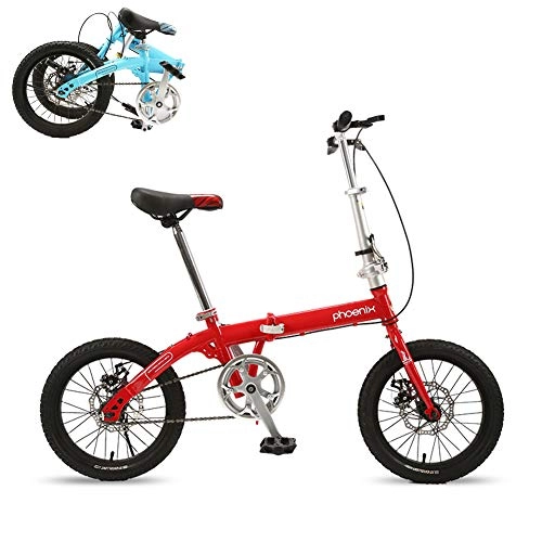 Folding Bike : TopBlng Students Teens Folding Bike 6 Speed, Inch Wheel, Simple Mini Women Bikes Folding, For School Commuting Track City Riding, -Red