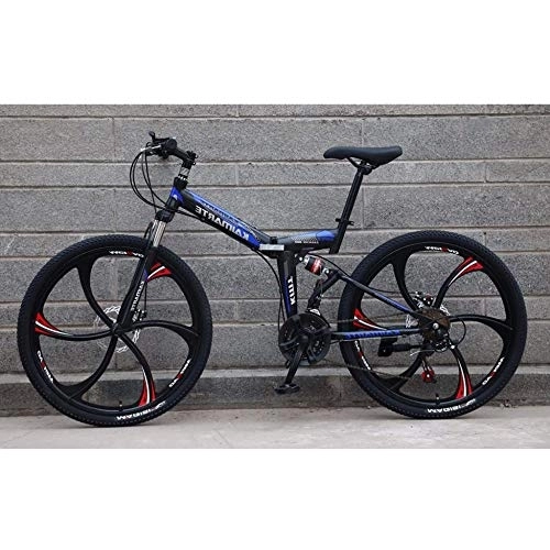 Folding Bike : TRGCJGH Folding Bike, Adult Folding Bicycle - 26-Inch Mountain Bike With A Speed Of 21 / 24 / 27, Suitable For Terrain Such As Grass, A-21Speed