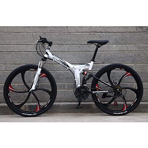 Folding Bike : TRGCJGH Folding Bike, Adult Folding Bicycle - 26-Inch Mountain Bike With A Speed Of 21 / 24 / 27, Suitable For Terrain Such As Grass, B-21Speed