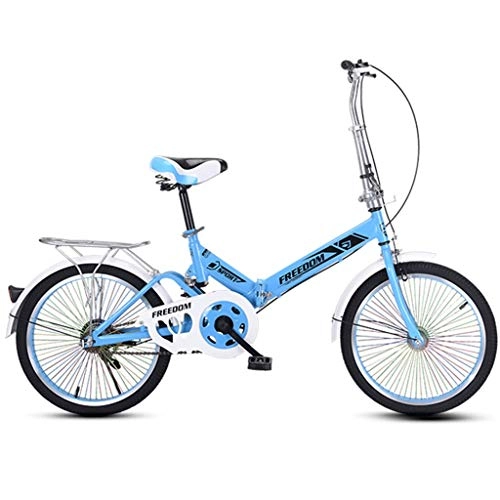 Folding Bike : Tuuertge foldable bicycle Foldable Lightweight Mini Bike Small Portable Bicycle Adult Student, with Colorful Wheel, Blue