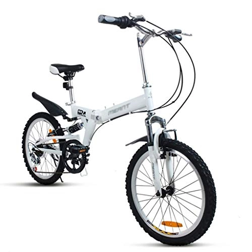 Folding Bike : TYPO Bicycle Folding Bike Variable Speed ?Mountain Bike for Adult for Kids Road Bike for Students Pedal Bicycles for Men and Women (Color: White, Size: 20inch)