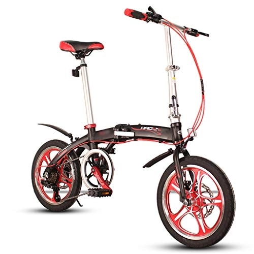 Folding Bike : TYXTYX 16 inch 6 Speed ​​City Folding Mini Compact Bike Bicycle Urban Commuters for Adult Teens, Lightweight Aluminum Frame, One Size