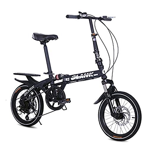 Folding Bike : TYXTYX 16in Folding Mountain Bike, Small Portable Bicycle Adult Student Great for Urban Riding and Commuting, black