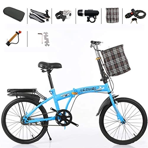 Folding Bike : TYXTYX 20in 6 Speed ​​City Folding Mini Compact Bike Bicycle Urban Commuter with Back Rack, Folded Within 15 Seconds