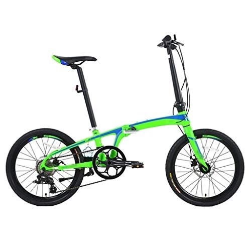Folding Bike : TYXTYX Folding Bike, 20inch 8 Speed Portable Bikes, Double Disc Brake Mountain Bicycle Urban Commuters for Adult Teens, green